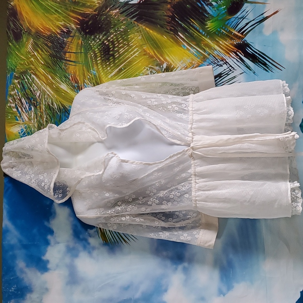 Korirl trim lace hooded Cover up Kimono women's size L